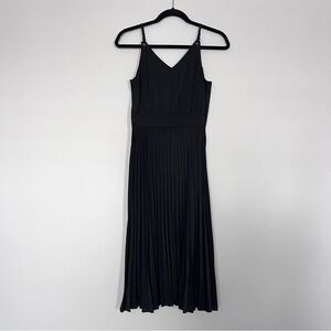 Elegant Black Pleated Midi Dress Size S Elegant & Classic